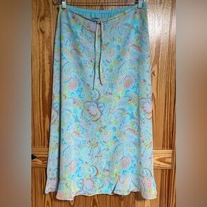 CRAZY HORSE Collection Pastel Paisley Flare Hem Skirt Calf Length